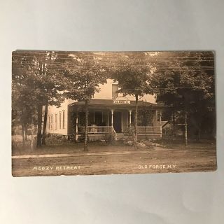 Old Forge York Ny Rppc Postcard 1914 A Cozy Retreat Adirondack F.  G.  Lambell