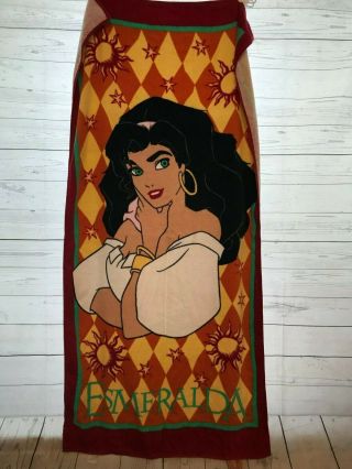 Vtg Disney Hunchback Of Notre Dame Esmeralda Beach Towel 27 " X 56 " Cotton