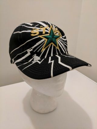 Rare Vtg 90s Dallas Stars Collision Starter Hat Shockwave Snapback Nhl Bolt
