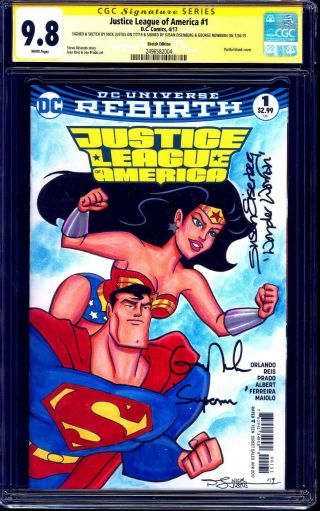 Justice League 1 Blank Cgc Ss 9.  8 Sketch Signed X3 Voice Actors Of Superman Ww