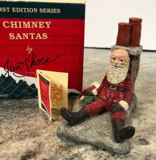 Christmas Chimney Santa Claus Early Jim Shore Rare Mib Figurine Resting 1992 Vtg