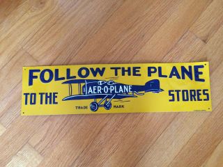 Follow The Plane To The Aero - O - Plane Stores Trade Mark Vintage Sign 20 " X 5 "