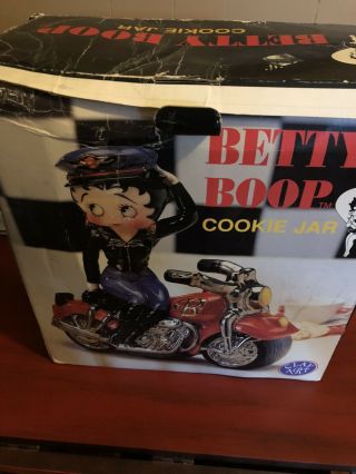 Betty Boop Biker On A Motorcycle Cookie Jar By Clay Art 2000,
