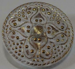 Lovely Vintage Clear Glass Button With Gold Accents