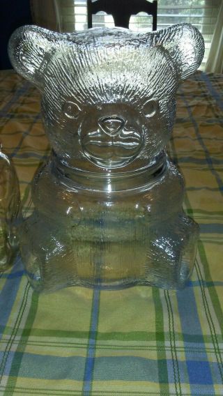 Vintage Large Clear Glass Teddy Bear Cookie Jar