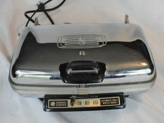 Vintage General Electric Ge Grill & Waffle Maker Baker A7g44 Mid Century Chrome