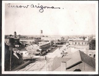 Vintage Photograph 1911 Horse Wagon Water - Tower Street View Tucson Arizona Photo