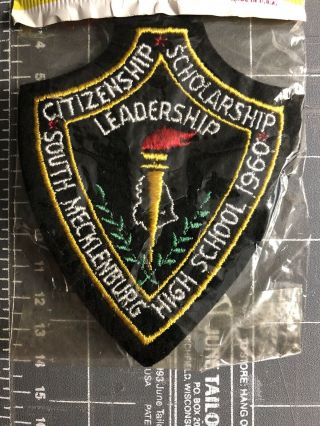 Vintage South Mecklenburg High School Patch Shield Crest Smhs 1960 Charlotte Nc