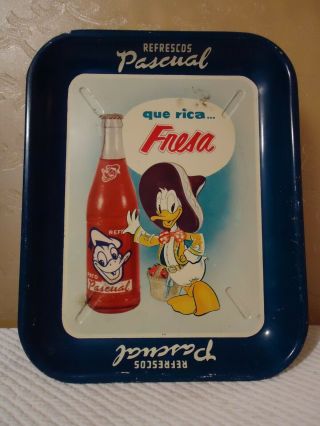 1960s Mexico Donald - Cola Soda Soft Drinks Large Tin Tray - Mexican Outfit Logo -