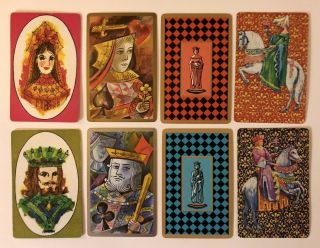 8 Vintage Playing Cards Royalty King & Queen Pairs
