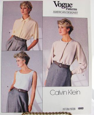 Vtg 80s Vogue American Designer 1860 Calvin Klein Blouse W/label Ff - 10/32.  5