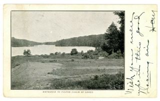 Old Forge Ny - Entrance To Fulton Chain Of Lakes - Postcard Adirondacks