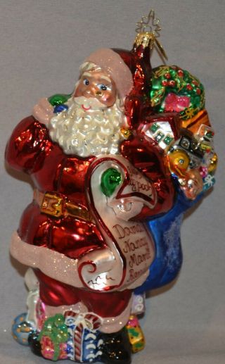 Christopher Radko Santa Through The Centuries Toys List Christmas Ornament