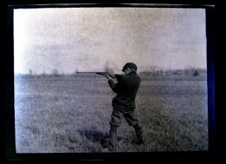 1920s Photo Negative Boy Shooting Field Hunting Gun Knickers Cap 4.  25 X 3.  5 K