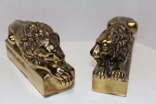 Vintage Antonio Canova Lion Brass Bookends,  Felt Bottom