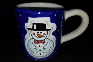 Starbucks Christmas Holiday Snowman Blue Italy Sberna Mug / Cup Deruta