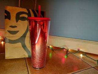 Starbucks Limited Edition Holiday 2019 24oz Red Sparkle Holiday Tumbler