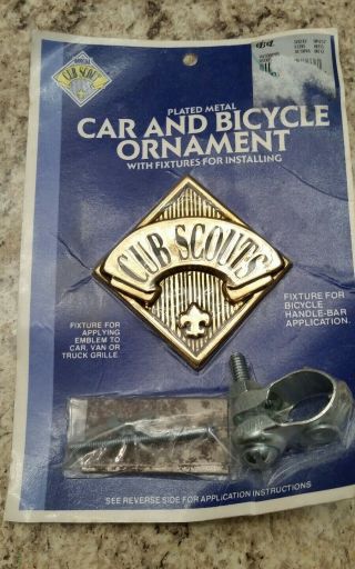 Vintage Offical Cub Scout Plated Metal Car And Bicycle Ornament