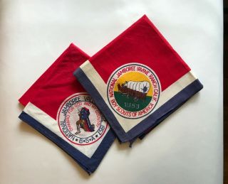 1953 &1957 National Jamboree Neckerchief Set Of 2 Official Scout Participant Bsa