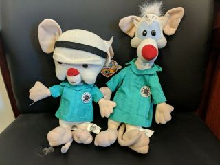 Animaniacs - Pinky & The Brain - Plush Stuffed Toy - Acme Lab Coats 1997