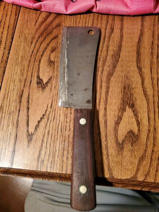 Vintage 6 " Blade X 12 Oz.  Weight Lamson & Goodnow Carbon Cleaver Knife Usa