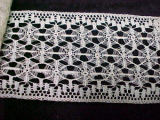 3yd Vintage Antique Net Lace Cotton Trim Insert Ecru Woven Web 3 3/4 " Wide Craft