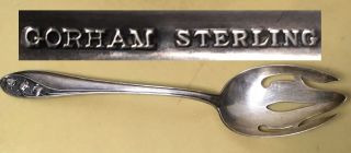 Vintage Gorham Sterling Silver Pierced Table Serving Spoon Lily Of The Valley