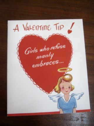 Vtg 1950s Rust Craft Valentine Card,  Insult Wrinkled Face Inside,