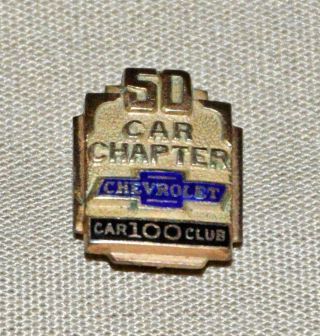 Vintage 10k Yellow Gold 50 Car Chapter Chevrolet 100 Car Club Salesman Pin In Th