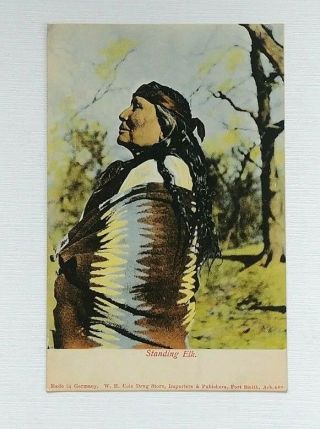 Standing Elk Fort Smith Arkansas Postcard Collotype Blanket Germany Wheelock