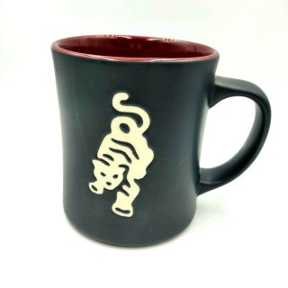 Starbucks 2012 Sumatra Tiger Coffee Mug Cup Matte Black Maroon Porcelain 16 Oz