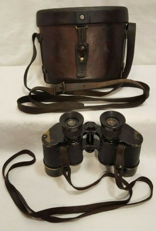 Vintage Bausch & Lomb Military Stereo 6x30 Binoculars W/strap & Leather Case