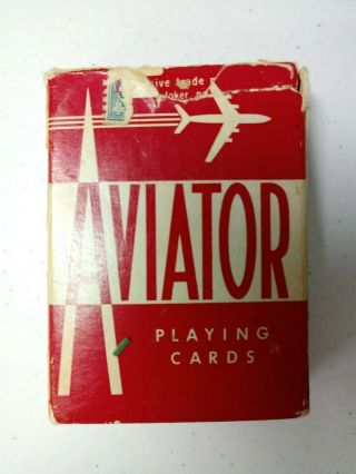 Vintage Aviator Poker Size Playing Cards Red Deck And Missing 2 Cards.