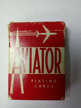 Vintage Aviator Poker Size Playing Cards RED Deck and Missing 2 cards. 3