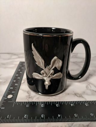 Looney Tunes Wile E.  Coyote Pewter 3d Coffee Mug Black Chrome Trim