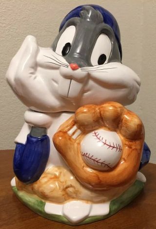 Looney Tunes Bugs Bunny Ceramic Cookie Jar Vintage 1993 Warner Bros Baseball