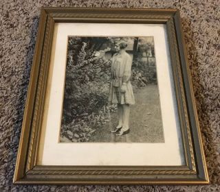 Vintage 1920’s Or 1930’s Framed Picture Of Young Woman Smelling Flower