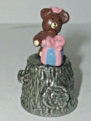 A Pewter Hand Painted Warwick Models Teddy Bear Thimble - - Teddy 