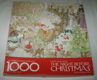 Vintage Springbok 1000 Piece Puzzle The Night Before Christmas Complete