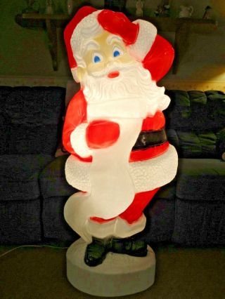 Vtg 44 " Union Santa Claus W/list Christmas Blow Mold Light Yard Decor Saint Nick