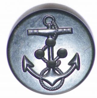 Vintage U S Navy Pea Coat Button Anchor Black Plastic Military Service