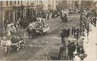 Horicon,  Wi Wisconsin 1908 Rppc Postcard,  4th Of July Parade,  Street Scene