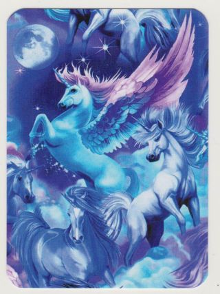 Swap Card Winged Unicorns In Sky Modern Wide Blank Back X 1
