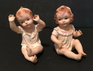 Vintage Piano Babies Porcelain/ceramic Boy And Girl Baby 1467