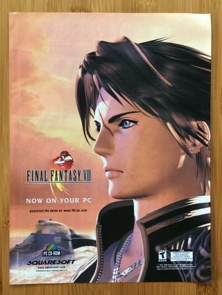 Final Fantasy Viii 8 Ps1 Pc 2000 Poster Ad Art Print Rpg Squall Leonhart Rare Ff