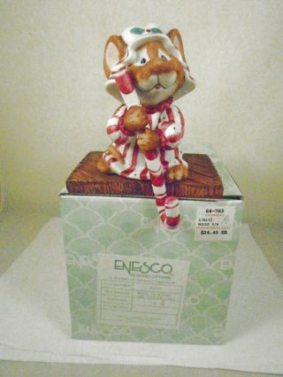 Enesco Mouse - L - Toe Girl Candy Cane Christmas Stocking Holder Amy J Wulfing 1990
