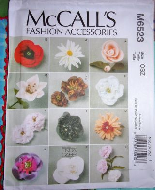 Mccalls Fashion Accessories Pattern 6525 Linda Carr Fabric Flowers Millinery,  Ff