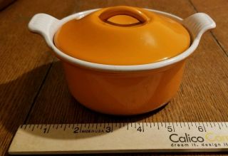 Le Creuset Flame Orange Enameled Cast Iron Mini Cocotte 14 Casserole Dish W/lid