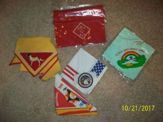 5 Boy Scout Neckerchiefs Including 1977 & 2005 National Jamboree