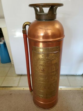 Vintage Guardene 2 1/2 " Gallon Copper & Brass Fire Extinguisher
